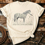 Horse laugh in flowers