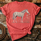 Horse laugh in flowers