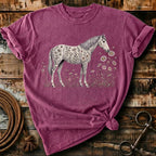 Horse laugh in flowers