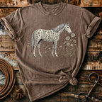 Horse laugh in flowers