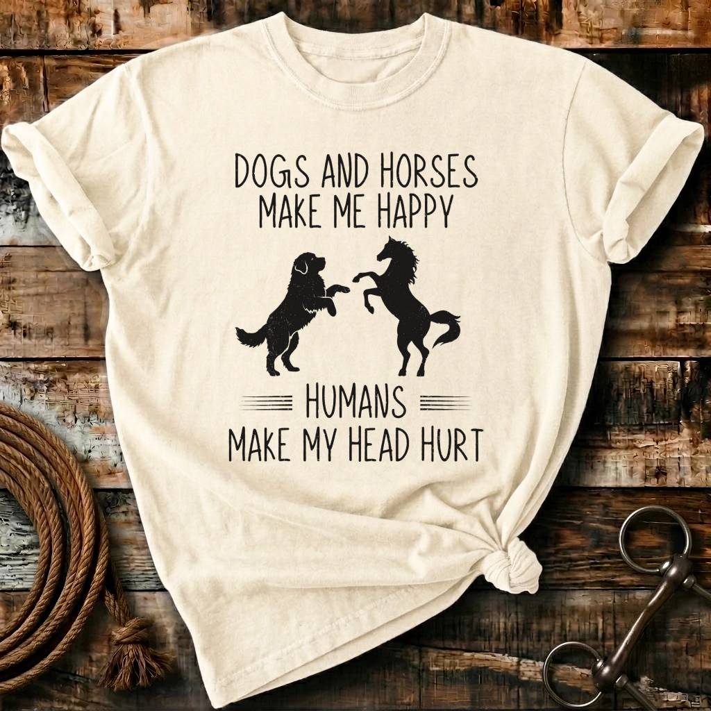 Dogs and horses makes me happy