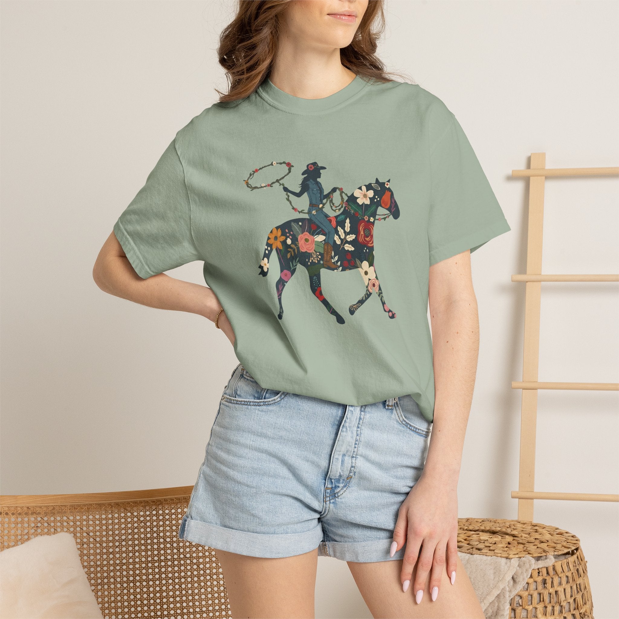 Colorful ranch girl rider