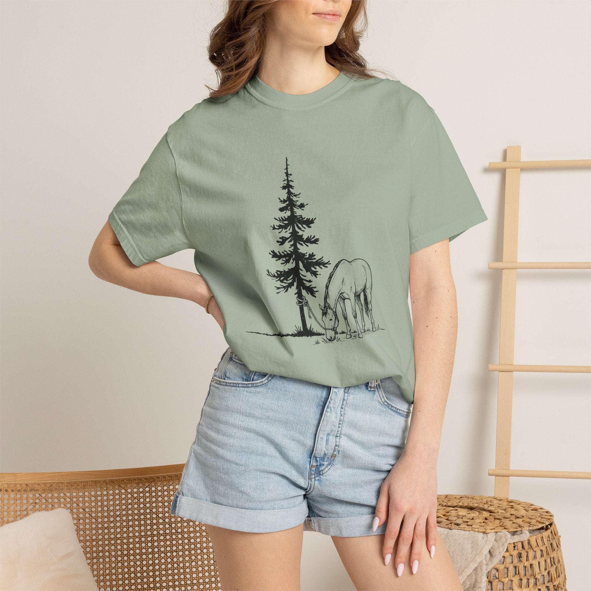 Horse & pine tree