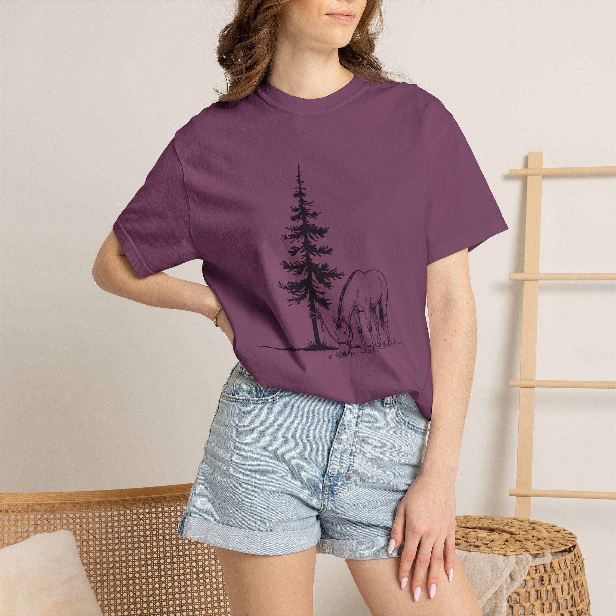 Horse & pine tree