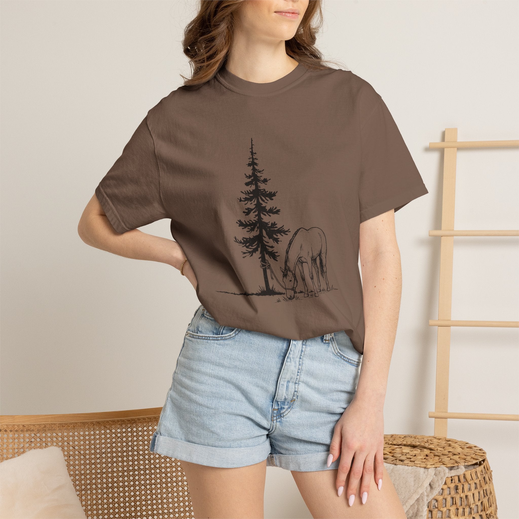 Horse & pine tree